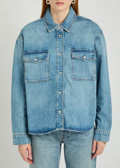 Anine Bing Womens Baltic Blue Paxton Oversized Denim Shirt