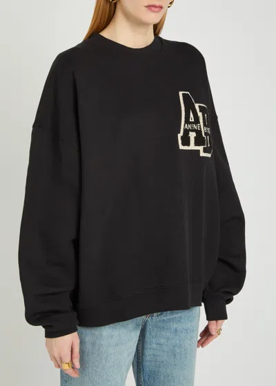 Anine Bing Miles Letterman Oversized Sweatshirt In Black