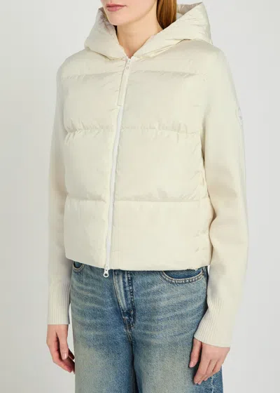Canada Goose Hybridge Hooded Shell And Wool-blend Jacket In White