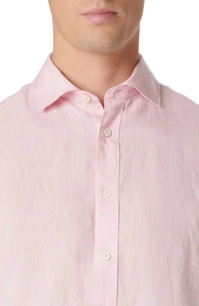 Bugatchi Axel Linen Button-up Shirt In Pink