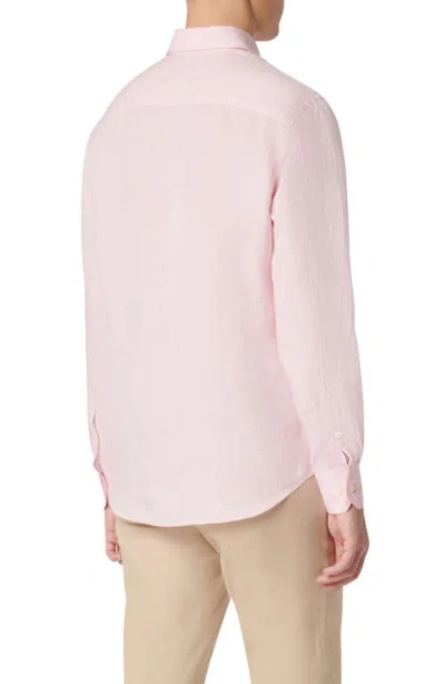 Bugatchi Axel Linen Button-up Shirt In Pink