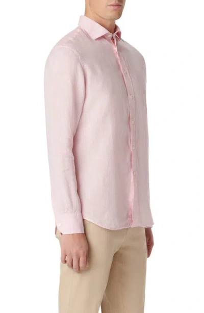Bugatchi Axel Linen Button-up Shirt In Pink