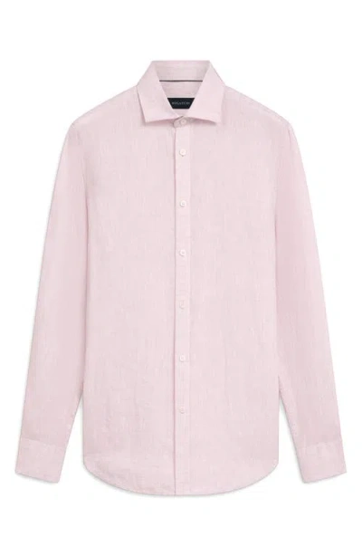 Bugatchi Axel Linen Button-up Shirt In Pink
