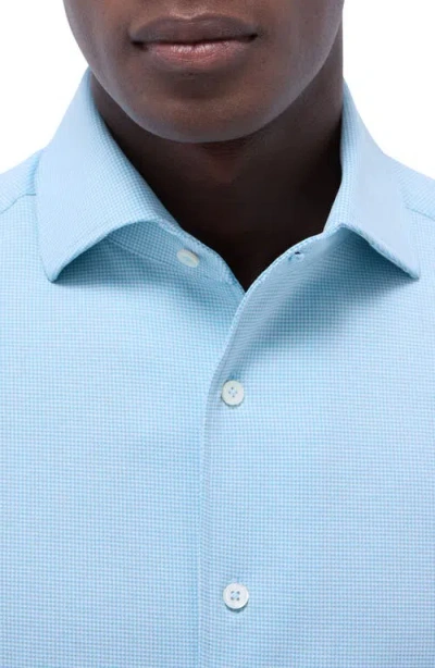 Bugatchi Devon Micro Houndstooth Ooohcotton® Button-up Shirt In Blue