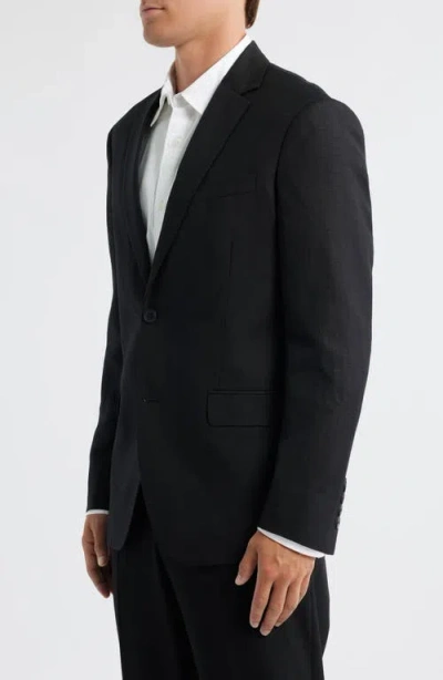 Open Edit Solid Extra Trim Wool Blend Sport Coat In Black