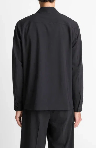 Vince Button-front Wool Overshirt In Black