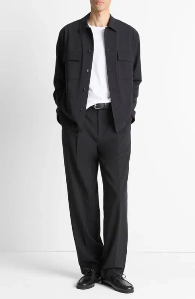 Vince Button-front Wool Overshirt In Black