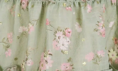 Zunie Lace & Clip Dot Chiffon Party Dress In Green