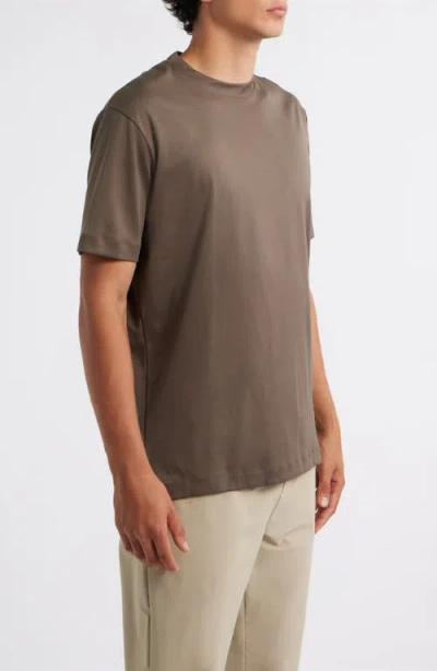 Aurélien Aur1 Solid Cotton T-shirt In Brown