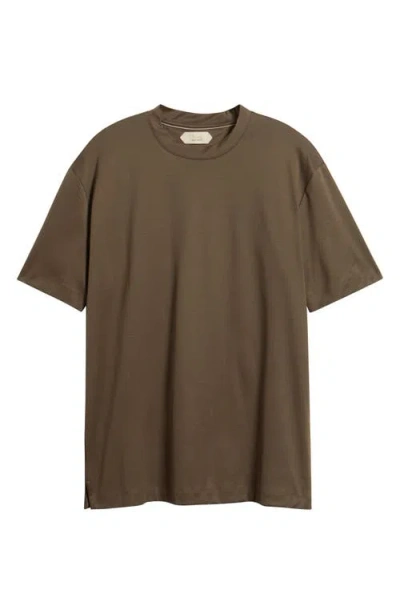 Aurélien Aur1 Solid Cotton T-shirt In Brown