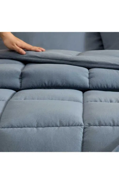 Kenneth Cole Solid Microfiber 5-piece Reversible Comforter Set In Blue