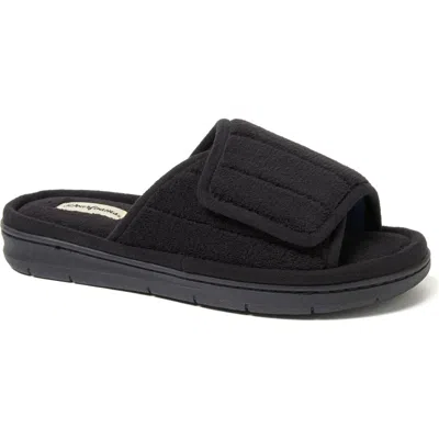 Dearfoams Womens Milly Plush Pile Molded Footbed Slide In Black