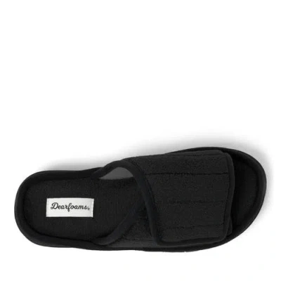 Dearfoams Womens Milly Plush Pile Molded Footbed Slide In Black