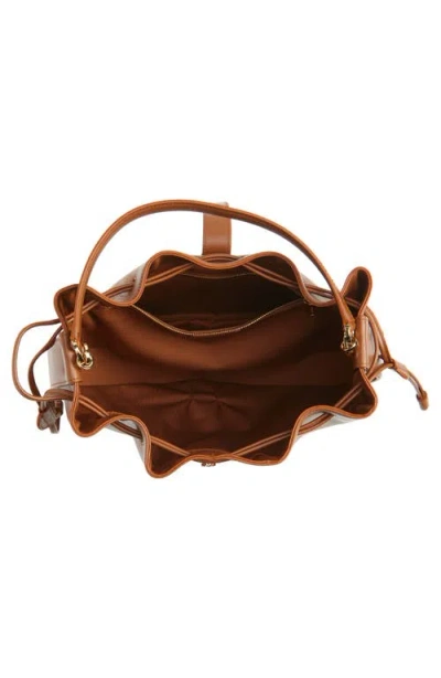 Ferragamo Hug Buckle Leather Bucket Bag In Brown