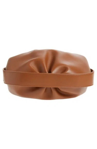 Ferragamo Hug Buckle Leather Bucket Bag In Brown