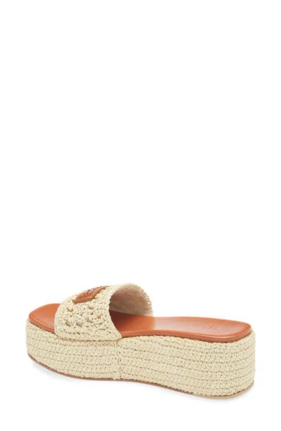 Versace Logo-embellished Raffia Platform Slides In Brown