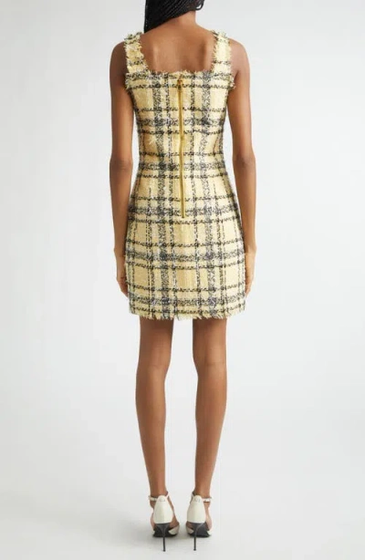 Balmain Check Paillette Tweed Sleeveless Mini Dress In Yellow