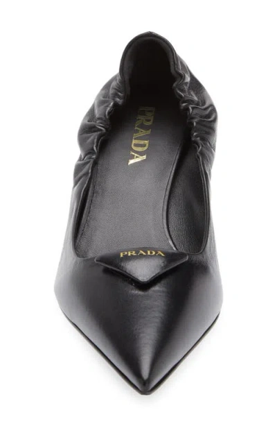 Prada Pointed Toe Kitten Heel Pumps With Ruched Detail In Black