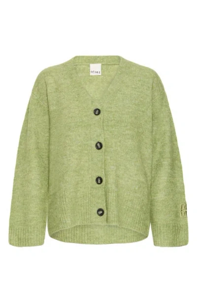 Ichi Ihbaling Button Front Sweater In Green