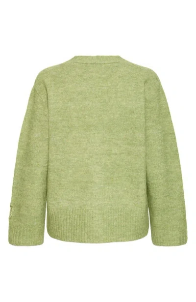 Ichi Ihbaling Button Front Sweater In Green