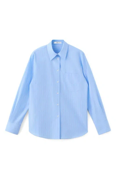 Mango Stripe Poplin Button-up Shirt In Blue