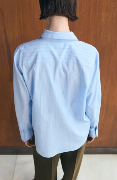 Mango Stripe Poplin Button-up Shirt In Blue