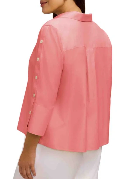 Foxcroft Lainey Button Accent Cotton Popover Top In Red