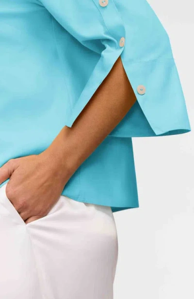 Foxcroft Lainey Button Accent Cotton Popover Top In White