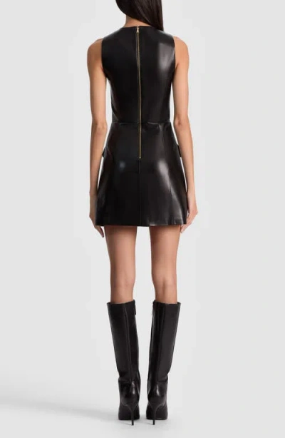 Alice And Olivia Marcella Faux Leather Sleeveless Mini Dress Black
