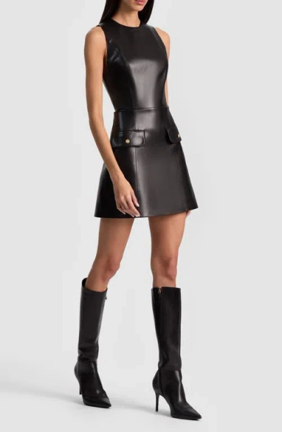 Alice And Olivia Marcella Faux Leather Sleeveless Mini Dress Black