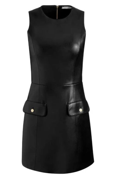 Alice And Olivia Marcella Faux Leather Sleeveless Mini Dress Black