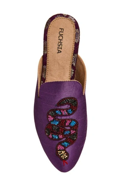 Fuchsia Embroidered Serpent Pointed Toe Mule In Multi