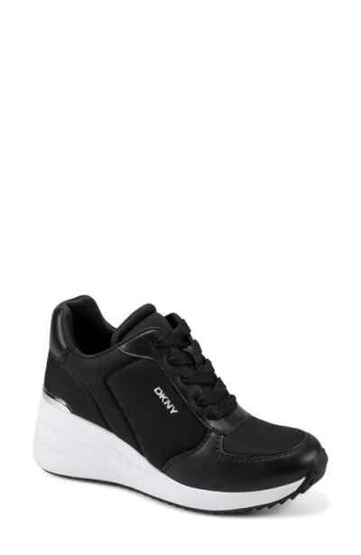 Dkny Kalindi Wedge Sneaker In Black