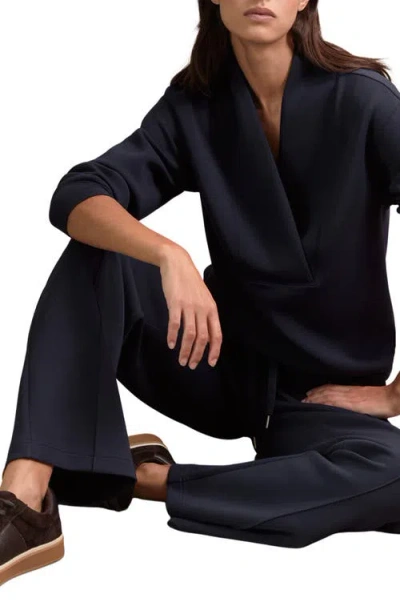 Reiss Womens Navy Annabel Shawl-neck Long-sleeve Jersey Top In Multi