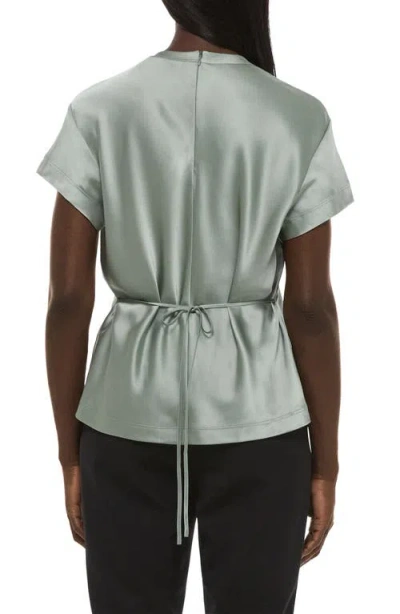 Helmut Lang Silk Satin Top In Green