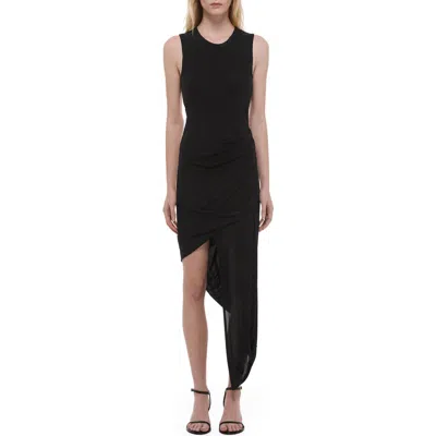 Helmut Lang Twist Drape Asymmetric Hem Dress In Multi