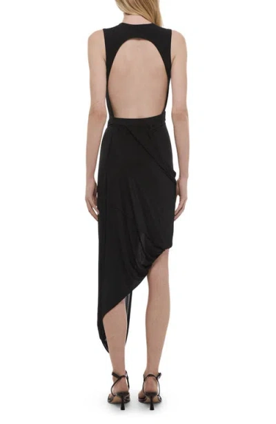 Helmut Lang Twist Drape Asymmetric Hem Dress In Multi