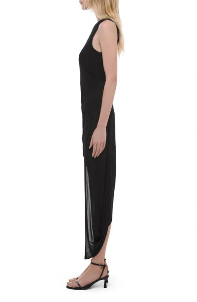 Helmut Lang Twist Drape Asymmetric Hem Dress In Multi