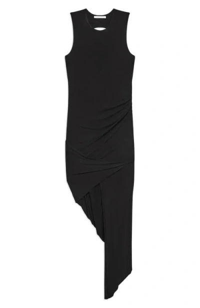 Helmut Lang Twist Drape Asymmetric Hem Dress In Multi