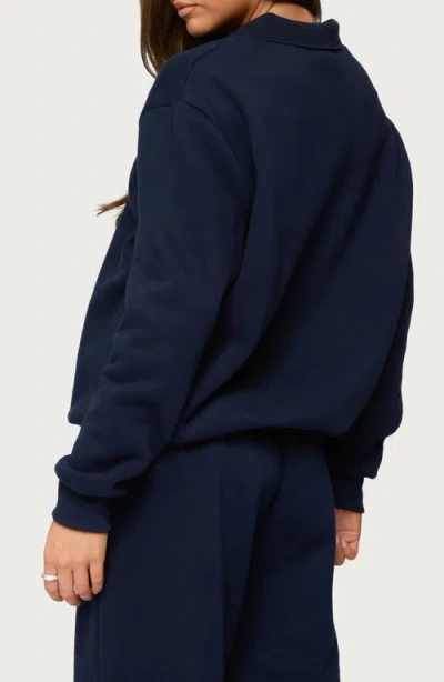 Edikted Jayce Oversized Polo Sweatshirt In Blue