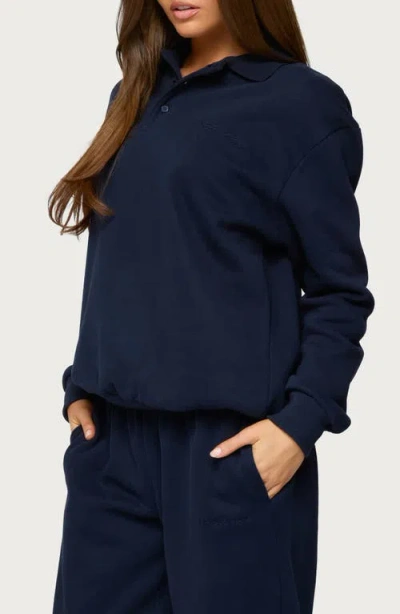 Edikted Jayce Oversized Polo Sweatshirt In Blue