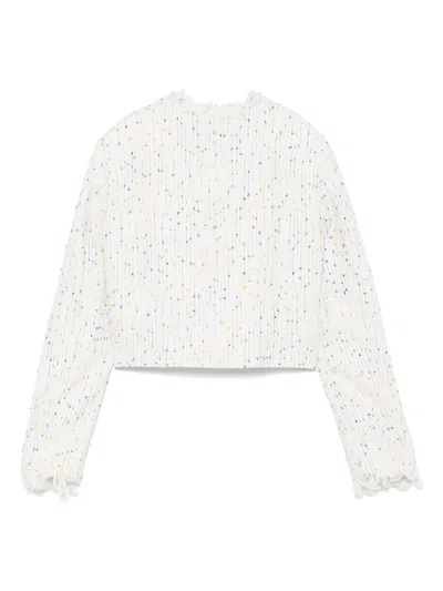 Msgm Frayed-edge Jacket In White