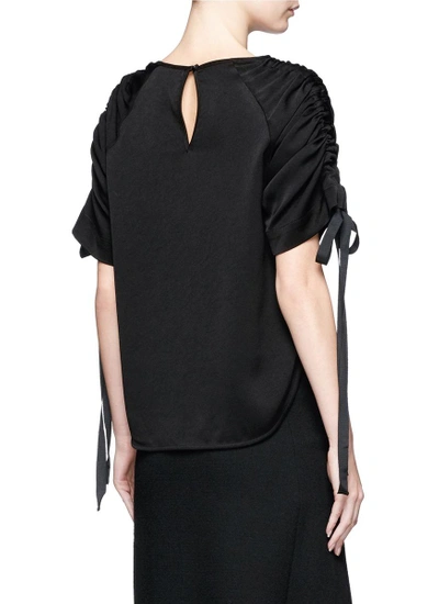 Shop Georgia Alice Ruched Sleeve Crepe Back Satin Top