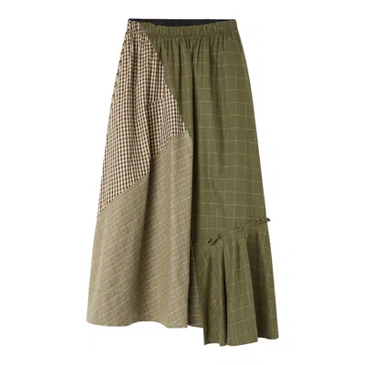 Lee Mathews Checked-pattern Midi Skirt In Green