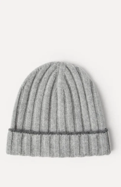 Brunello Cucinelli Cashmere Rib Knit Beanie In Gray