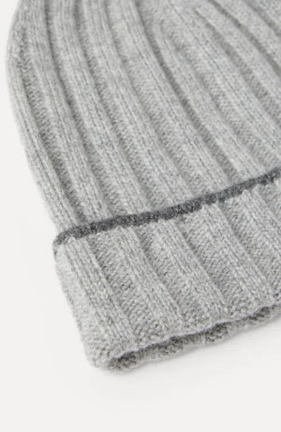 Brunello Cucinelli Cashmere Rib Knit Beanie In Gray