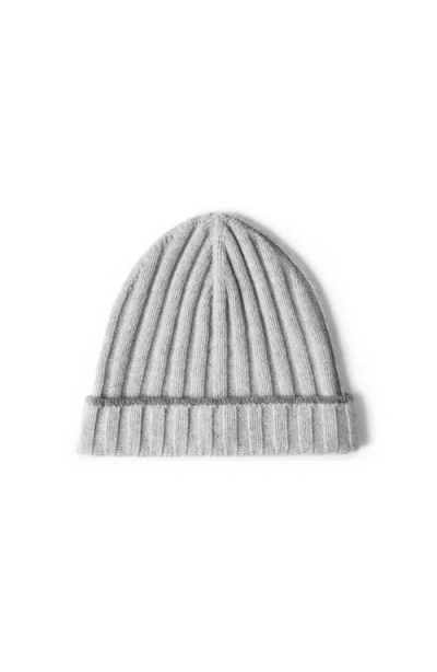Brunello Cucinelli Cashmere Rib Knit Beanie In Gray