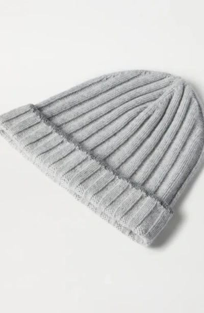 Brunello Cucinelli Cashmere Rib Knit Beanie In Gray