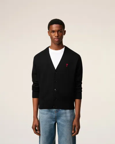 Ami Alexandre Mattiussi Ami Paris Logo Embroidered V-neck Cardigan In Animal Print