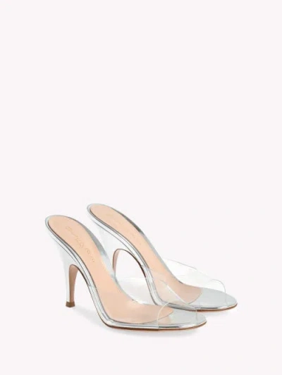 Gianvito Rossi Sofia Metallic Transparent-strap Mules In Transparent